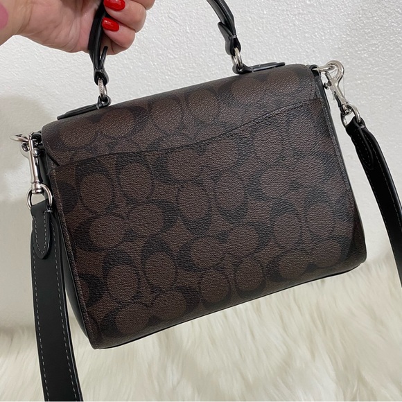 NWT! Coach Morgan Top Handle Satchel Signature Canvas Wih Rose Print - Picture 7 of 7